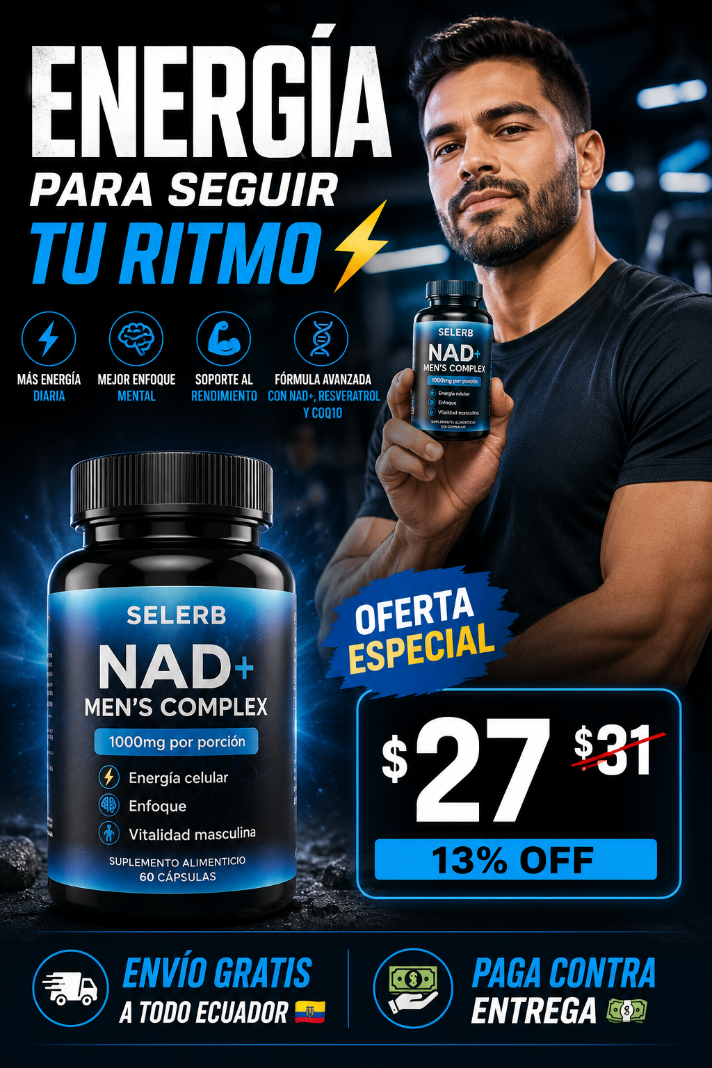 💪 Selerb NAD+ — Energía, Circulación y Bienestar Masculino