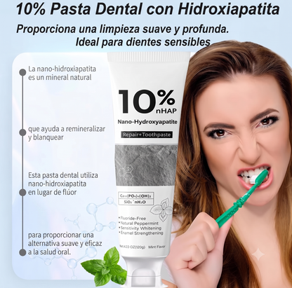 Pasta dental Nano-Hydroxyapatite 10% nHAP, ideal para dientes sensibles